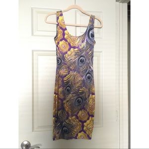 Open back gold/ purple peacock dress